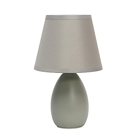 Simple Designs Mini Egg Oval Ceramic Table Lamp, 9-7/16"H, Gray Shade/Gray Base