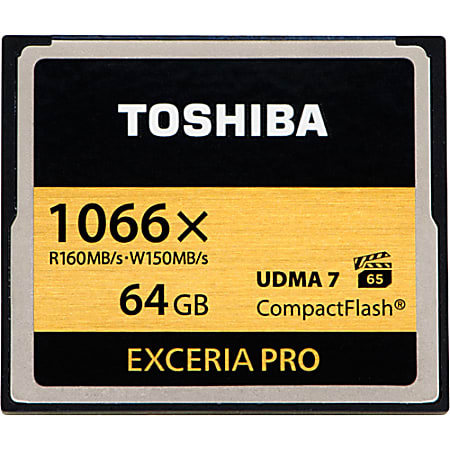 Toshiba Exceria Pro 64 GB CompactFlash - 160 MB/s Read - 150 MB/s Write - 1066x Memory Speed - 5 Year Warranty