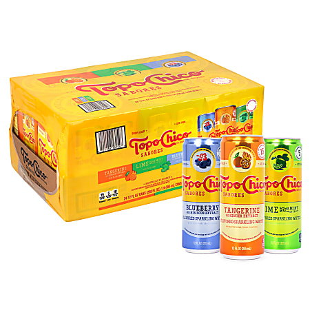 Topo Chico Sabores Sparkling Water Variety Pack, 12 Oz, Pack Of 24 Cans