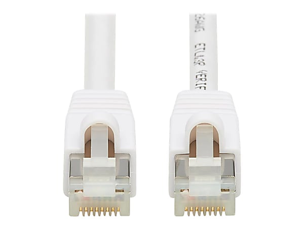 Tripp Lite Safe-IT Cat6a Ethernet Cable Antibacterial Snagless PoE M/M 3ft  - 10 Gbit/s - Shielding - Gold Plated Contact - CMX - 26 AWG - White