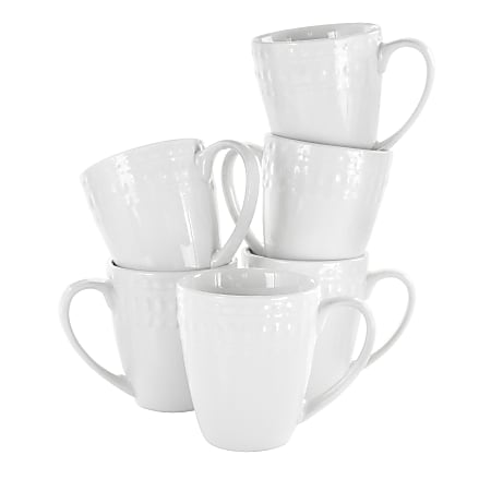 Elama Cara 6-Piece Cup Set, 8 Oz, White