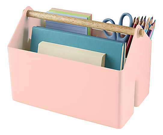 Realspace&trade; Stackable Storage Caddy With Handle, 11.02&quot; x 6.69&quot; x 7.2&quot;, 100% Recycled Plastic, Pink