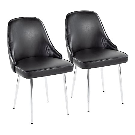 LumiSource Marcel Dining Chairs, Black/Chrome, Set Of 2 Chairs