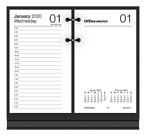 Office Depot® Brand Daily Desk Calendar Refill, 3-1/2" x 6", White, January To December 2020, SP717D50