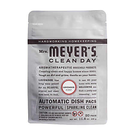 Mrs. Meyer's Clean Day Automatic Dishwashing Detergent Packet, Lavender Scent, 12.7 Oz Packet, 20 Packets Per Box, Case Of 6 Boxes