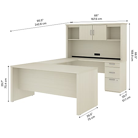 Bestar u shaped store desk with hutch