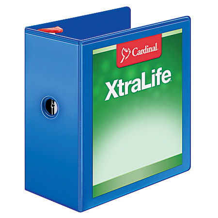 Cardinal® XtraLife™ Locking Slant-D® Ring 3-Ring Binder, 5" D-Rings, 55% Recycled, Blue
