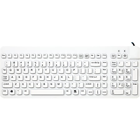 Man & Machine Premium Full Size Waterproof Disinfectable Keyboard - Cable Connectivity - USB Interface - English, French - Computer - PC, Mac - Industrial Silicon Rubber Keyswitch - Red