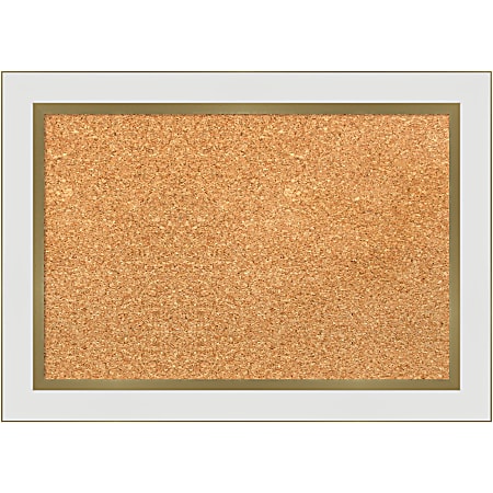 Amanti Art Cork Bulletin Board, 21" x 15", Natural, Eva White Gold Polystyrene Frame