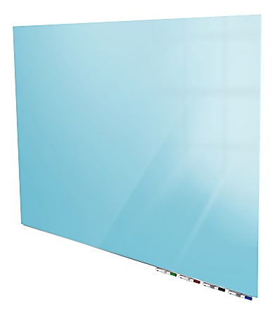 Ghent Aria Magnetic Low-Profile 1/4" Glass Unframed Dry-Erase Whiteboard, 48" x 60", Blue