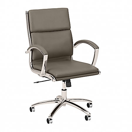 Bush® Business Furniture Modelo Mid-Back Leather Executive Office Chair, Washed Gray, Standard Delivery