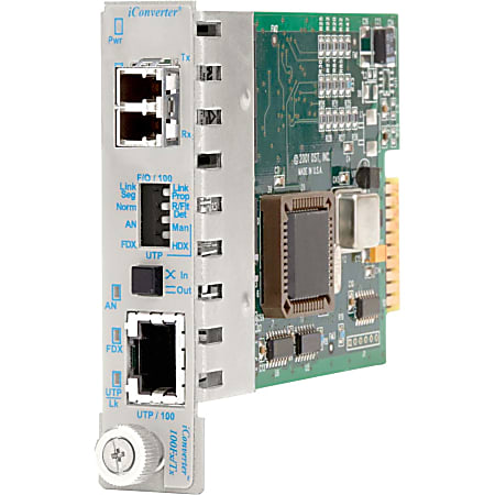 Omnitron iConverter 100Fx/Tx - Fiber media converter - 100Mb LAN - 100Base-FX, 100Base-TX - RJ-45 / LC single-mode - up to 18.6 miles - 1310 nm