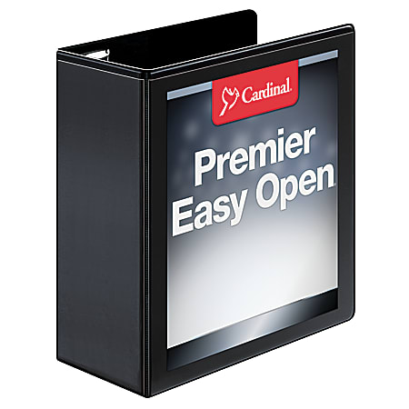 Cardinal® EasyOpen™ ClearVue™ Locking View 3-Ring Binder, 4" D-Rings, 52% Recycled, Black