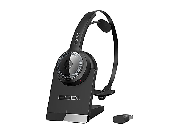 CODi Headset on ear Bluetooth wireless active noise canceling USB A via Bluetooth  adapter black - Office Depot