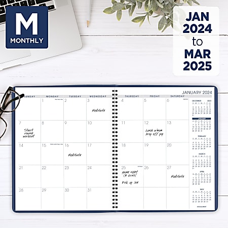2024 2025 AT A GLANCE Contemporary 15 Month Monthly Planner 9 x 11 Slate  Blue January 2024 To March 2025 70250X20 - Office Depot