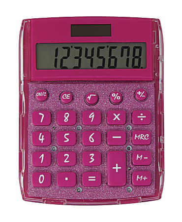 Ativa® 8-Digit Display Desktop Calculator, 5" x 4" x 1/2", Pink Glitter