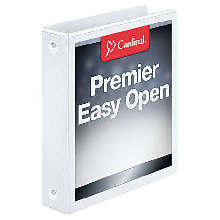 Cardinal® Freestand™ Easy-Open ClearVue™ Locking 3-Ring Binder, 1 1/2" Round Rings, White
