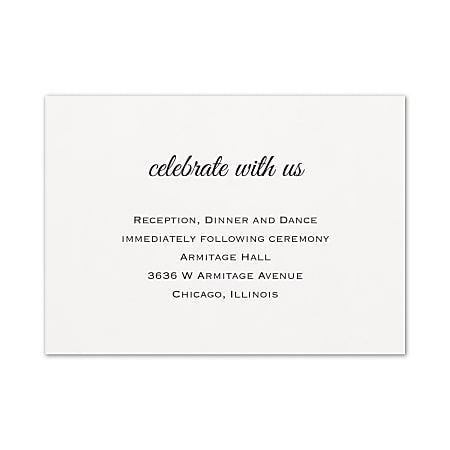 Custom Shaped Wedding & Event Reception Cards, 4-7/8" x 3-1/2", Initial Romance, Box Of 25 Cards