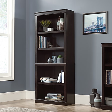 Realspace® 72"H 5-Shelf Bookcase, Peppered Black