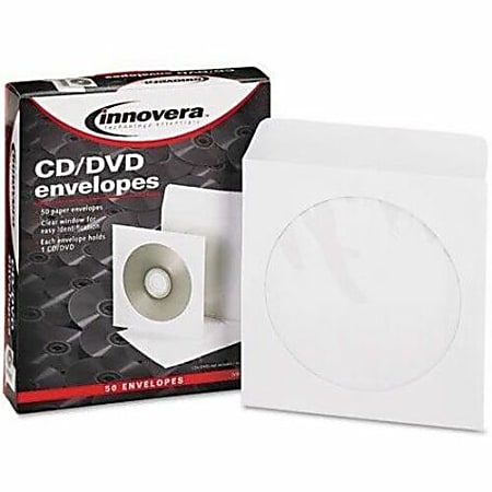 Innovera CDDVD Envelopes Clear Window 1 Disc Capacity White 50Pack ...