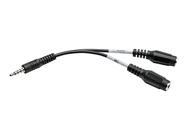 Eaton Tripp Lite Series 3.5 mm 3-Position to 3.5 mm 4-Position Audio Headset Splitter Adapter Cable (2xF/M), 6 in. (15.2 cm) - P31806NMFF
