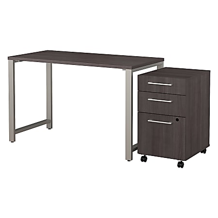 Bush Business Furniture 400 Series Table Desk with 3 Drawer Mobile File Cabinet, 48"W x 24"D, Storm Gray, Standard Delivery