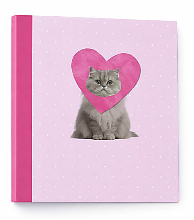 Gartner Studios 3-Ring Standard Style Binder, 1" Round Rings, Pink "Love My Cat"