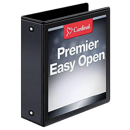 Cardinal® Freestand™ Easy-Open ClearVue™ Locking 3-Ring Binder, 3" Round Rings, 44% Recycled, Black