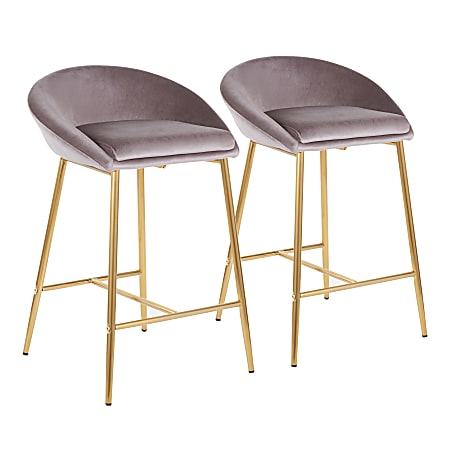 LumiSource Matisse Counter Stools, Gold/Silver, Set Of 2 Stools