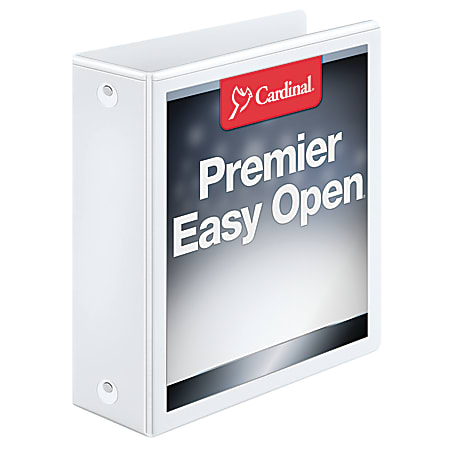 Cardinal® Freestand™ Easy-Open ClearVue™ Locking 3-Ring Binder, 3" Round Rings, White