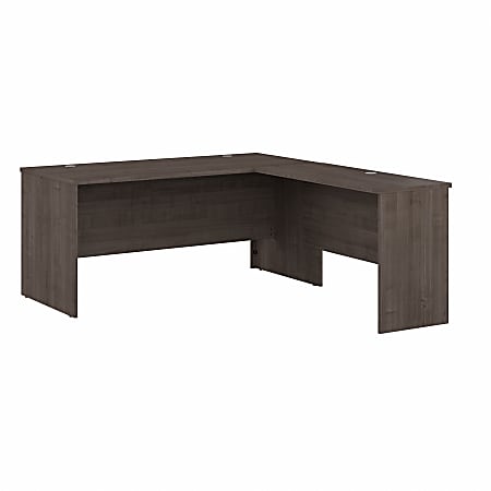 Bestar Logan 65"W L-Shaped Corner Desk, Medium Gray Maple