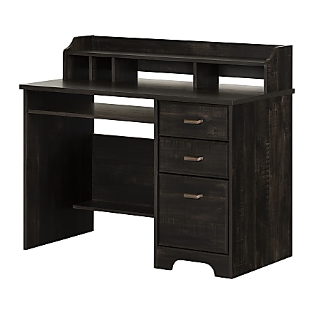 South Shore Versa 45"W Computer Desk With Hutch, Rubbed Black