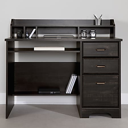 South shore versa computer deals desk with hutch gray maple