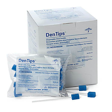 Medline DenTips Oral Swabsticks, Untreated, Pack Of 50
