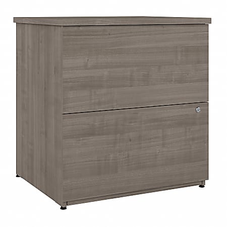 Bestar Logan 27-15/16"W x 23-5/8"D Lateral 2-Drawer File Cabinet, Silver Maple