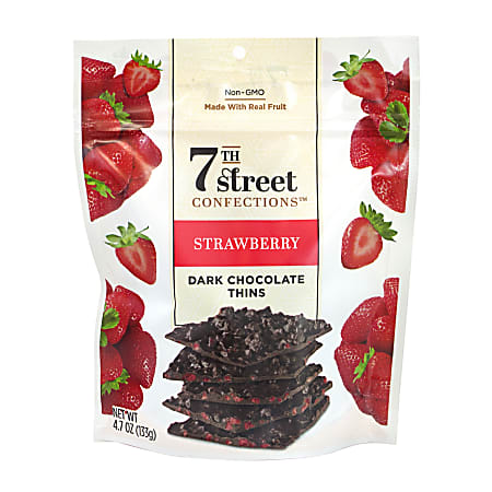 7th Street Confections Strawberry Dark Chocolate Thins, 4.7 Oz, Pack Of 3 Bags