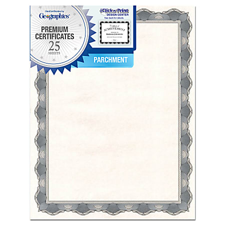 Geographics Parchment Certificates 8 12 x 11 Crown Silver