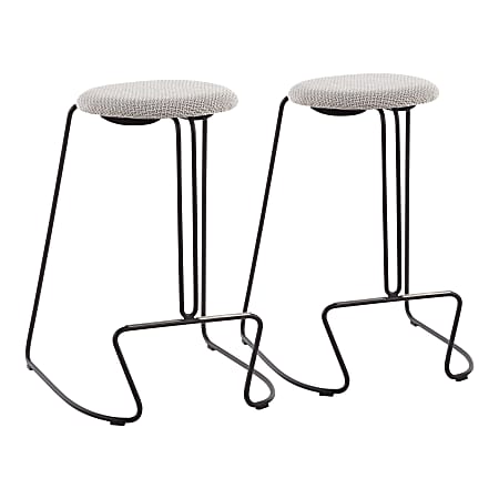 LumiSource Finn Counter Stools, Light Gray Seat/Black Frame, Set Of 2 Stools