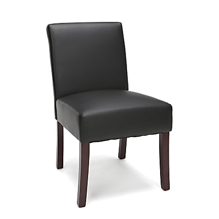 Essentials By OFM Armless Bonded Leather Guest Chair, Black