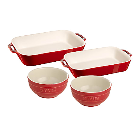 Staub 4-Piece Baking Dish Set, Cherry