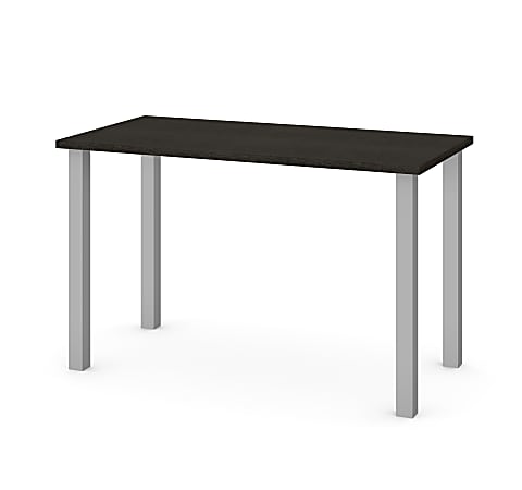 Bestar Universal 48"W Table Computer Desk With Square Metal Legs, Deep Gray