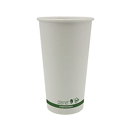Planet+ Compostable Hot Cups, 20 Oz, White, Pack