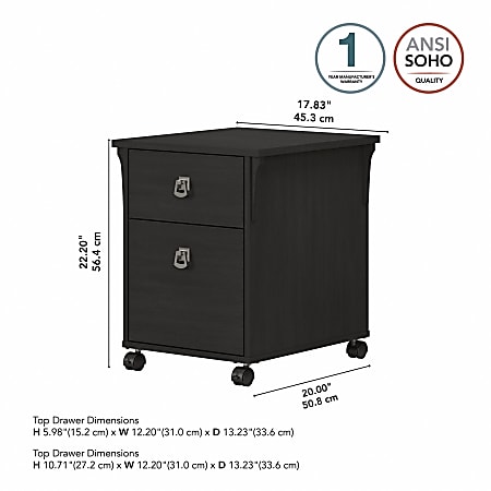 Bush Furniture Salinas 20 D Vertical 2 Drawer Mobile File Cabinet