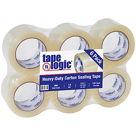 Tape Logic® Acrylic Tape, 3" Core, 3" x 110 Yd., Clear, Case Of 6