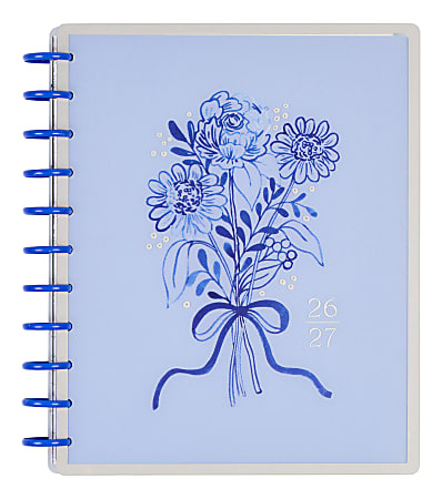 Happy Planner Monthly/Weekly Big Disc-Bound Academic Planner, 8-1/2" x 11", Cottage Blues, July 2026 to June 2027, Total Quantity 1