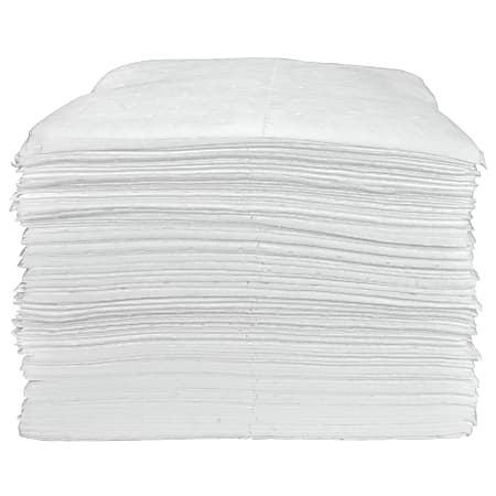 Hospeco TaskBrand® Oil Only Sorbent Pads, 15" x 18", White, Heavy Duty, Melt Blown, Bale Of 100 Pads