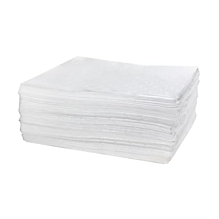 Hospeco TaskBrand® Oil Only Sorbent Pads, 15" x 18", White, Light Duty, Melt Blown, Bale Of 100 Pads