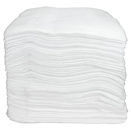 Hospeco TaskBrand® Oil Only Sorbent Pads, 15" x 18", White, Light Duty, Melt Blown, Bale Of 200 Pads