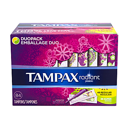 Tampax Assorted Radiant Tampons, Pack Of 84 Tampons