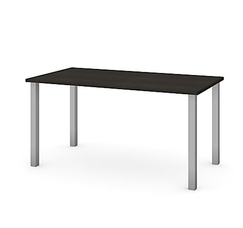 Bestar Universal 60"W Table Computer Desk With Square Metal Legs, Deep Gray